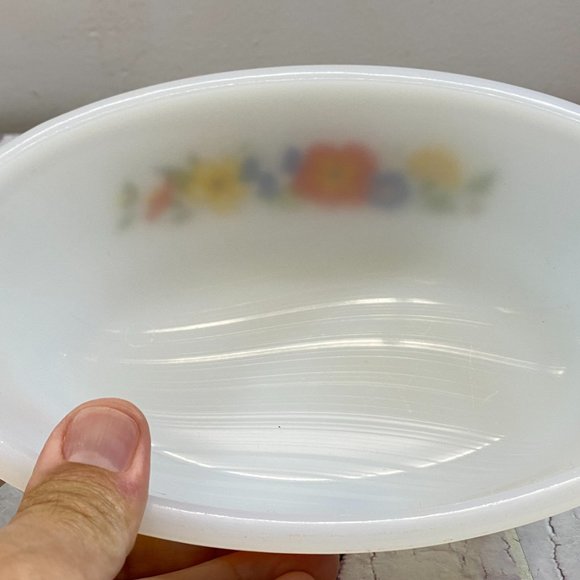 Vintage Glasbake Casserole Dish, Microwave Safe, Floral Design, Oval Shape - Picture 4 of 6